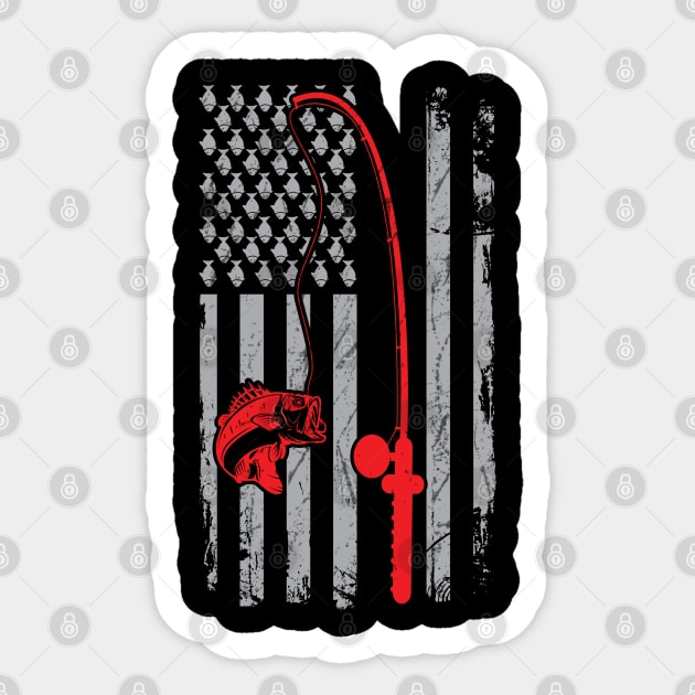 Fishing American Flag Bass Fishing Sticker by DragonTees